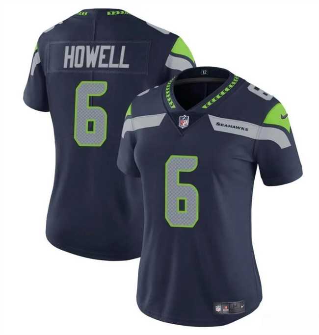 Womens Seattle Seahawks #6 Sam Howell Navy Vapor Limited Stitched Jersey Dzhi